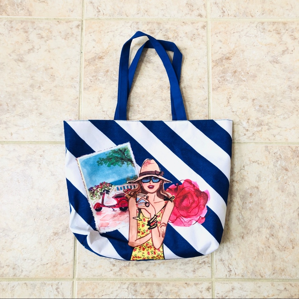 Lancome Canvas & Lined Beach/Shopping Tote